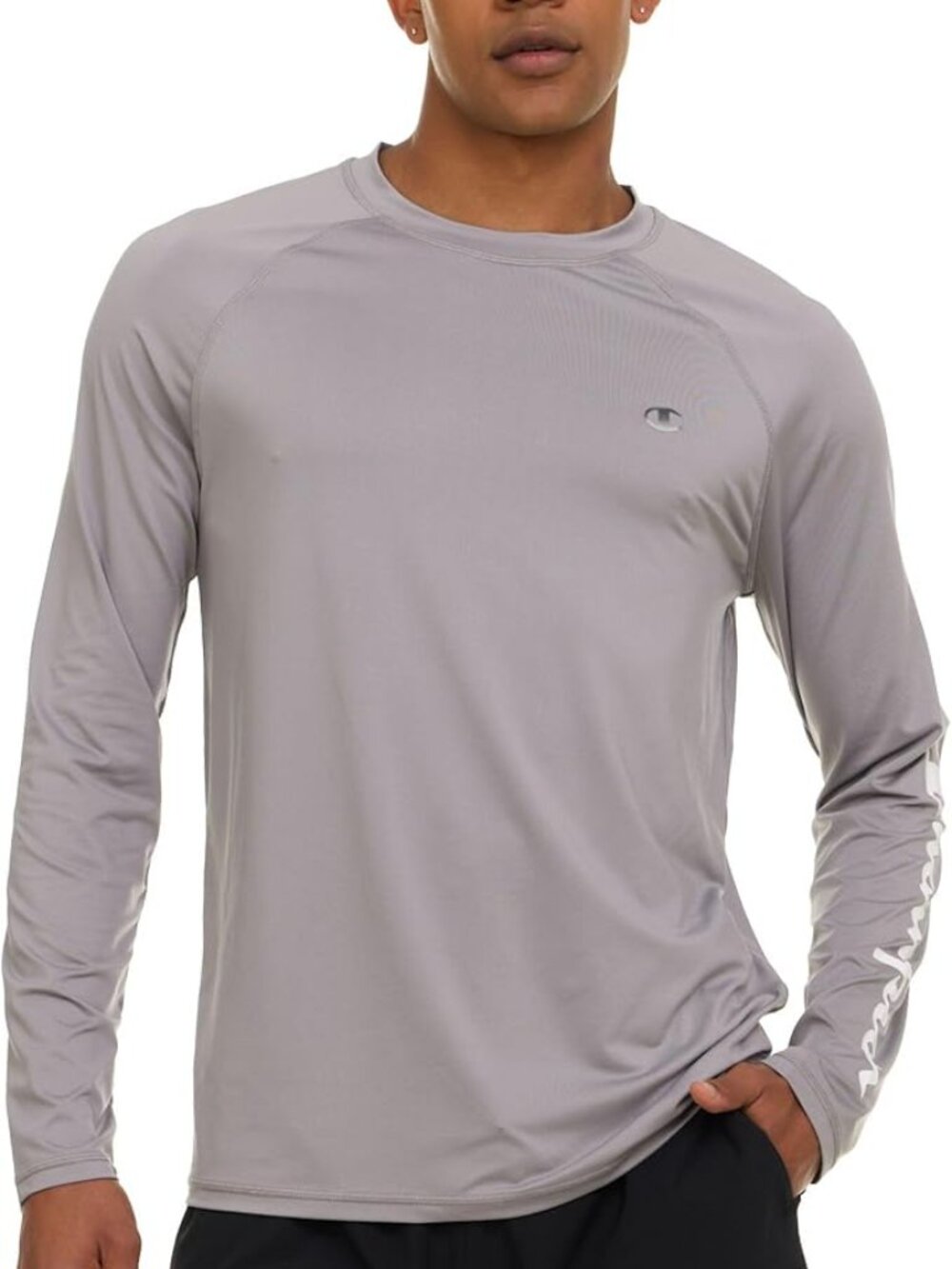 Champion Light Gray Long-Sleeve UPF 50+ Sun Tee Rash Guard - Men's Large